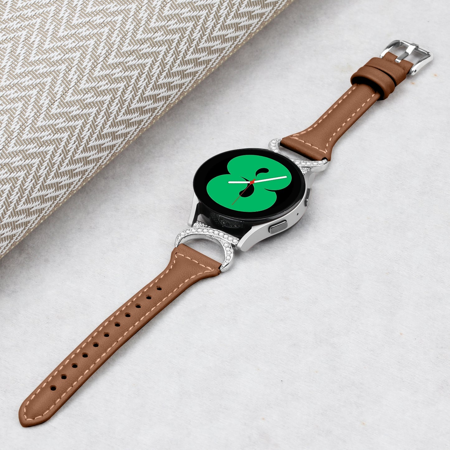 For Samsung Galaxy Watch 3 41mm / Watch6 40mm 44mm / Watch6 Classic 43mm 47mm / Watch 5 40mm 44mm / Watch4 40mm 44mm Leather Watch Band 20mm Wrist Strap with Silver Buckle