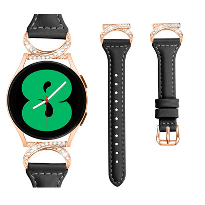 For Samsung Galaxy Watch 3 41mm / Watch6 40mm 44mm / Watch6 Classic 43mm 47mm / Watch 5 40mm 44mm / Watch4 40mm 44mm Leather Watch Strap 20mm Watch Band with Rose Gold Buckle