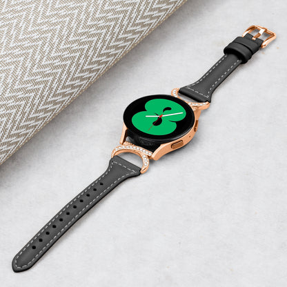 For Samsung Galaxy Watch 3 41mm / Watch6 40mm 44mm / Watch6 Classic 43mm 47mm / Watch 5 40mm 44mm / Watch4 40mm 44mm Leather Watch Strap 20mm Watch Band with Rose Gold Buckle