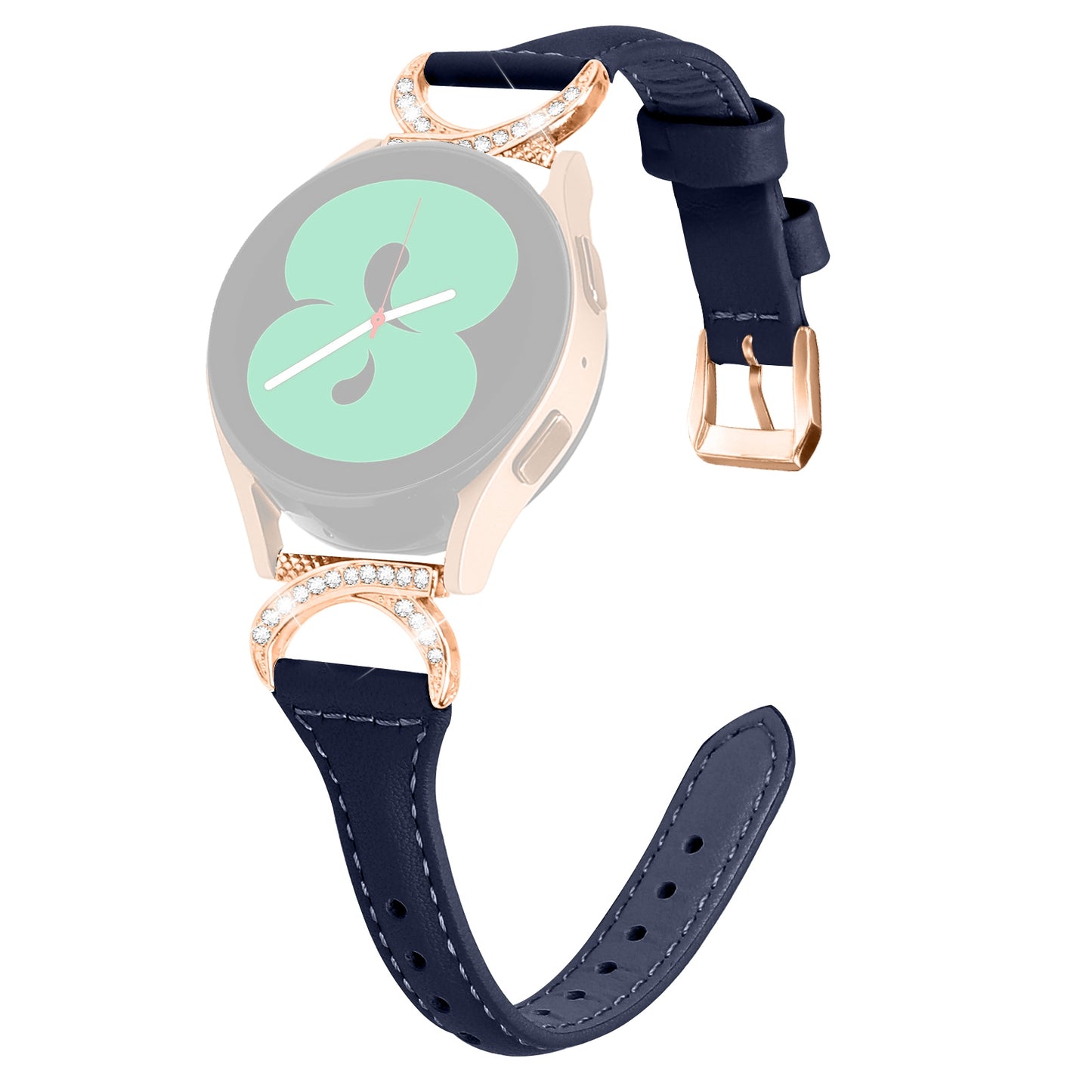 For Samsung Galaxy Watch 3 41mm / Watch6 40mm 44mm / Watch6 Classic 43mm 47mm / Watch 5 40mm 44mm / Watch4 40mm 44mm Leather Watch Strap 20mm Watch Band with Rose Gold Buckle