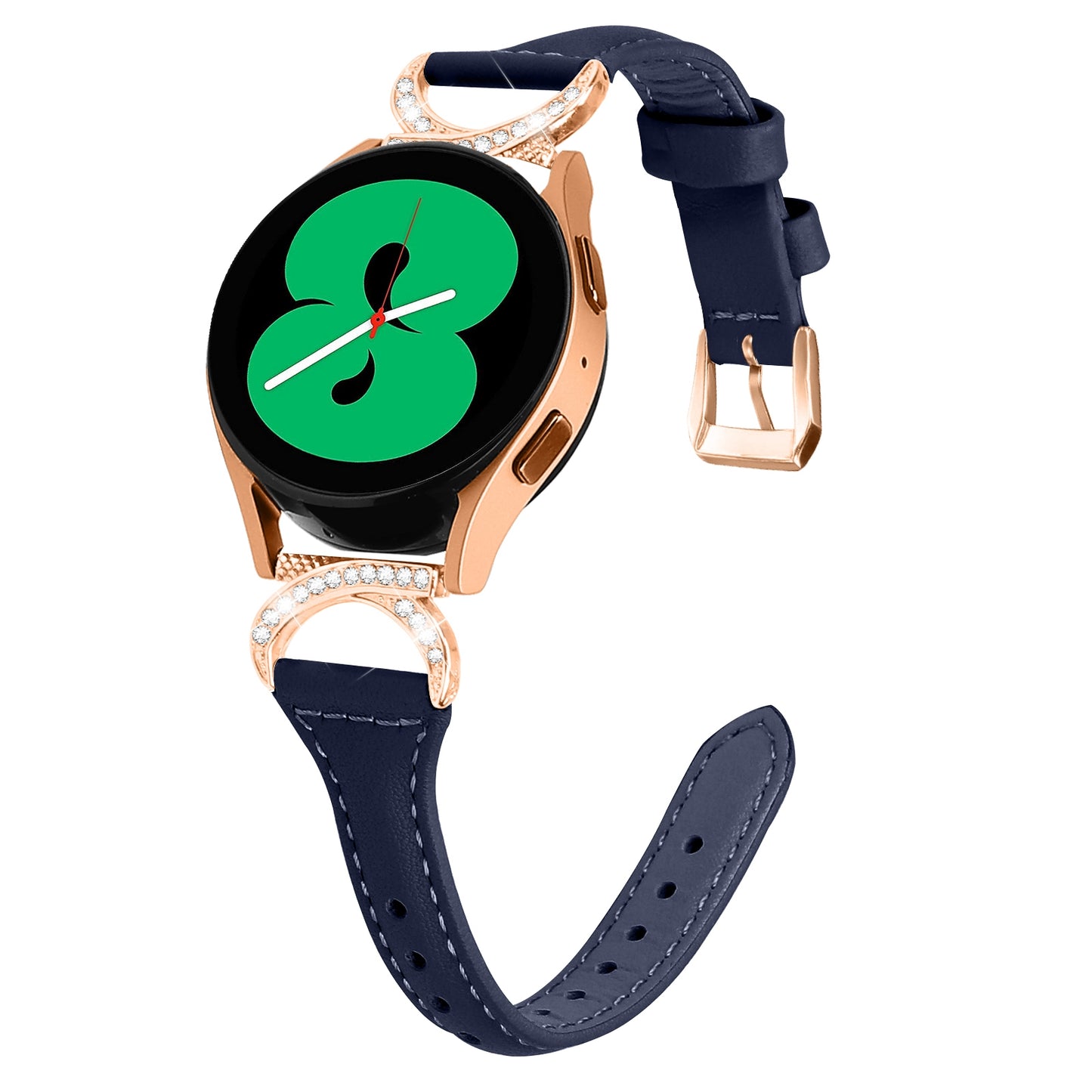 For Samsung Galaxy Watch 3 41mm / Watch6 40mm 44mm / Watch6 Classic 43mm 47mm / Watch 5 40mm 44mm / Watch4 40mm 44mm Leather Watch Strap 20mm Watch Band with Rose Gold Buckle