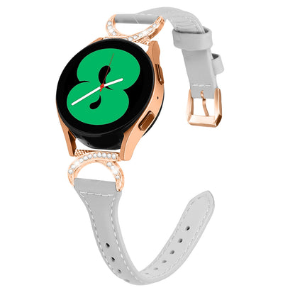 For Samsung Galaxy Watch 3 41mm / Watch6 40mm 44mm / Watch6 Classic 43mm 47mm / Watch 5 40mm 44mm / Watch4 40mm 44mm Leather Watch Strap 20mm Watch Band with Rose Gold Buckle