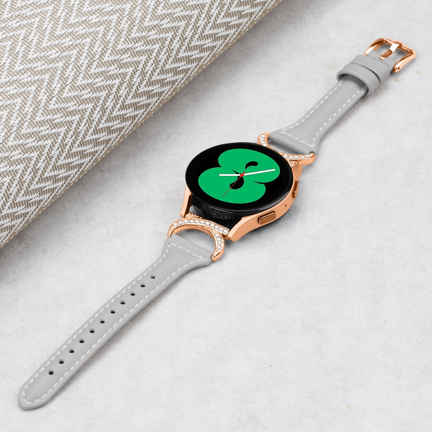 For Samsung Galaxy Watch 3 41mm / Watch6 40mm 44mm / Watch6 Classic 43mm 47mm / Watch 5 40mm 44mm / Watch4 40mm 44mm Leather Watch Strap 20mm Watch Band with Rose Gold Buckle