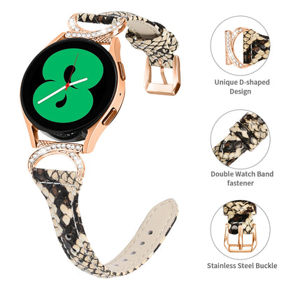 For Samsung Galaxy Watch 3 41mm / Watch6 40mm 44mm / Watch6 Classic 43mm 47mm / Watch 5 40mm 44mm / Watch4 40mm 44mm Leather Watch Strap 20mm Watch Band with Rose Gold Buckle