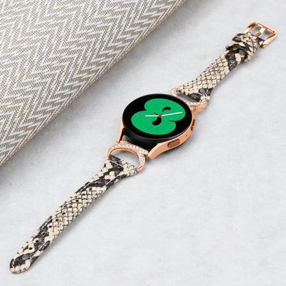 For Samsung Galaxy Watch 3 41mm / Watch6 40mm 44mm / Watch6 Classic 43mm 47mm / Watch 5 40mm 44mm / Watch4 40mm 44mm Leather Watch Strap 20mm Watch Band with Rose Gold Buckle