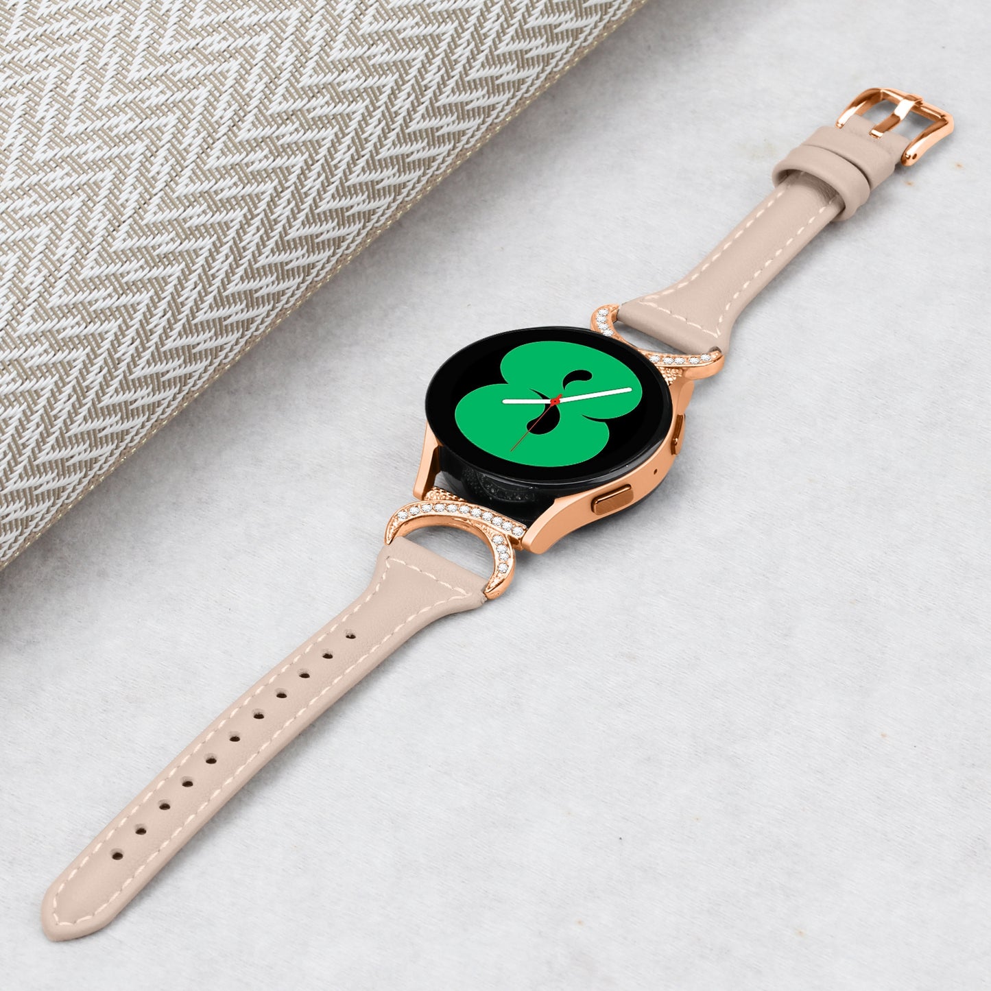 For Samsung Galaxy Watch 3 41mm / Watch6 40mm 44mm / Watch6 Classic 43mm 47mm / Watch 5 40mm 44mm / Watch4 40mm 44mm Leather Watch Strap 20mm Watch Band with Rose Gold Buckle