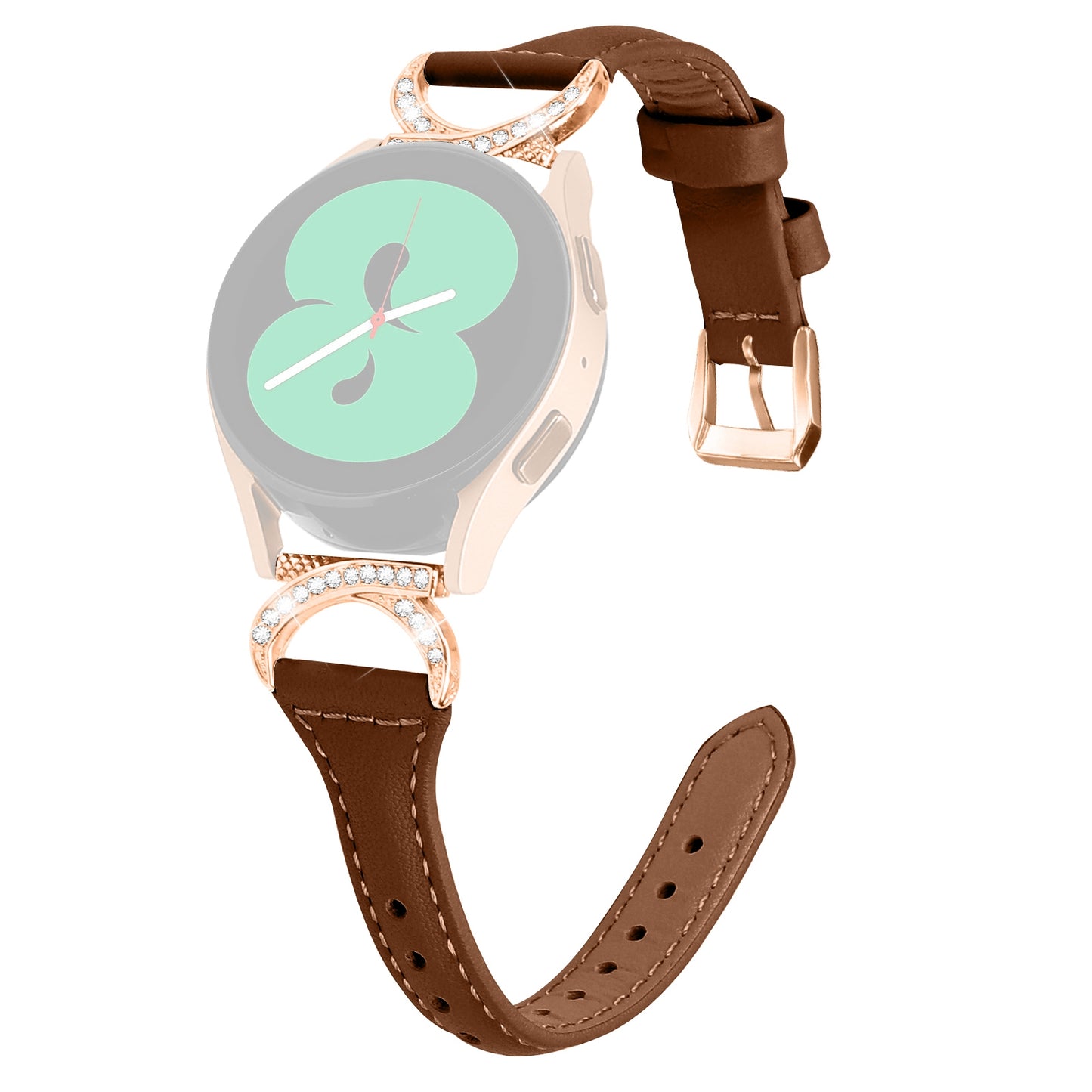 For Samsung Galaxy Watch 3 41mm / Watch6 40mm 44mm / Watch6 Classic 43mm 47mm / Watch 5 40mm 44mm / Watch4 40mm 44mm Leather Watch Strap 20mm Watch Band with Rose Gold Buckle