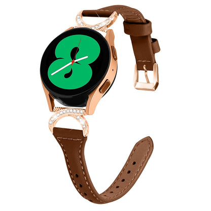 For Samsung Galaxy Watch 3 41mm / Watch6 40mm 44mm / Watch6 Classic 43mm 47mm / Watch 5 40mm 44mm / Watch4 40mm 44mm Leather Watch Strap 20mm Watch Band with Rose Gold Buckle