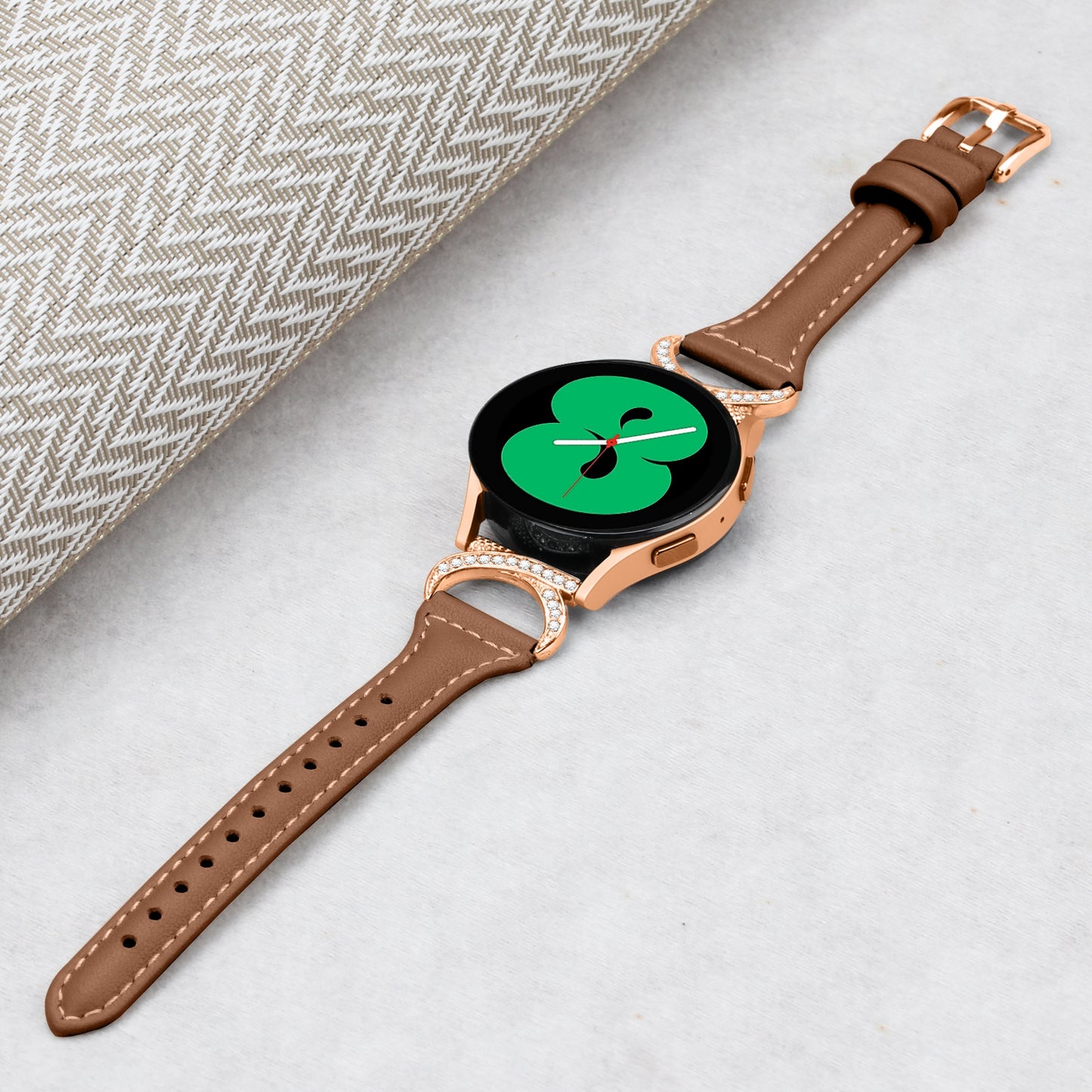 For Samsung Galaxy Watch 3 41mm / Watch6 40mm 44mm / Watch6 Classic 43mm 47mm / Watch 5 40mm 44mm / Watch4 40mm 44mm Leather Watch Strap 20mm Watch Band with Rose Gold Buckle