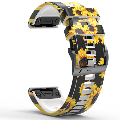 For Garmin Tactix 7 Pro / Fenix 7X / Fenix 6X Pro Silicone Watch Band 26mm Printed Pattern Quick Release Strap