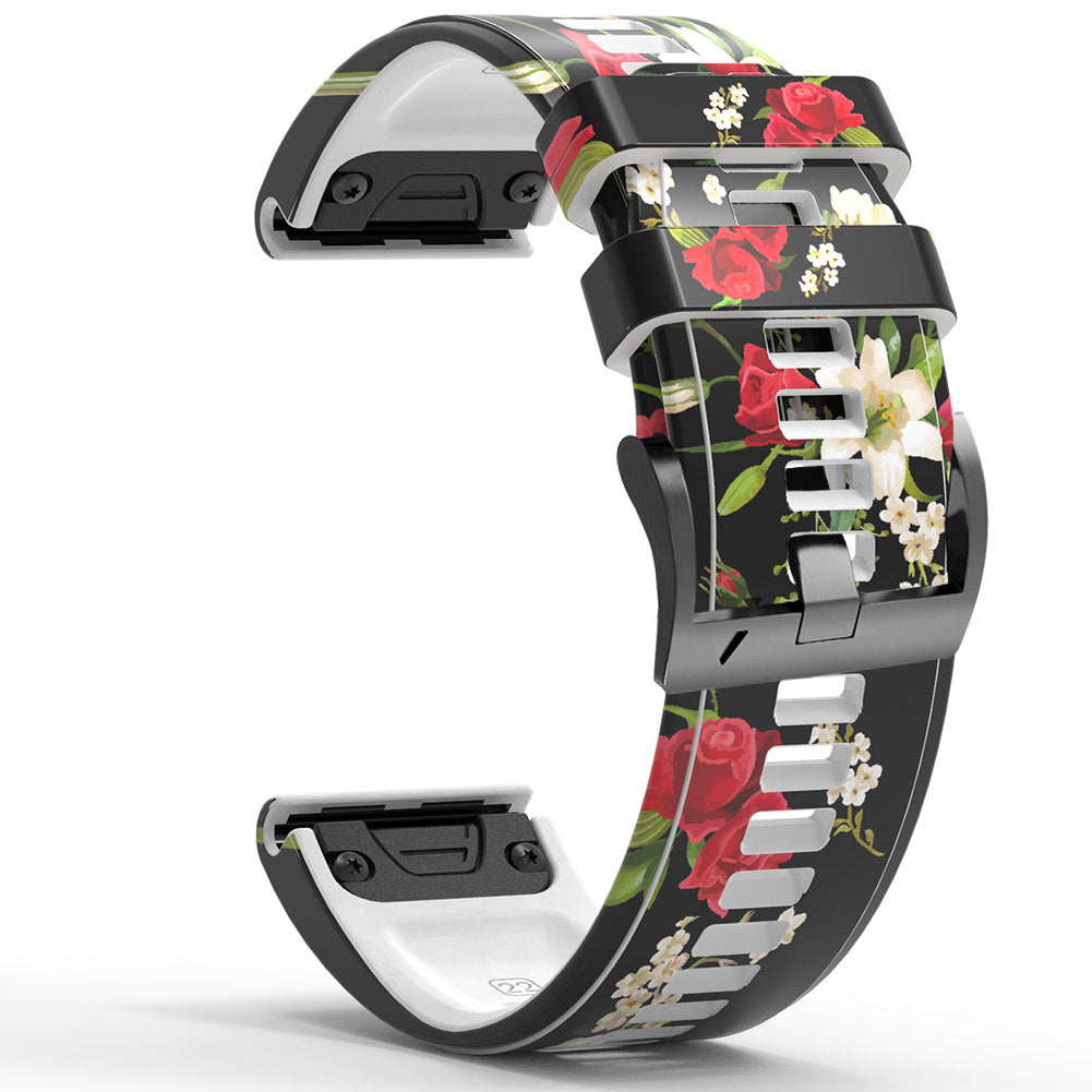 For Garmin Tactix 7 Pro / Fenix 7X / Fenix 6X Pro Silicone Watch Band 26mm Printed Pattern Quick Release Strap