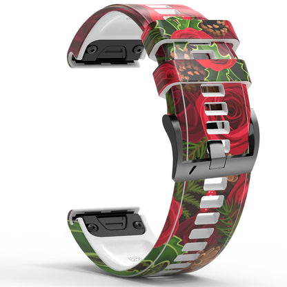 For Garmin Tactix 7 Pro / Fenix 7X / Fenix 6X Pro Silicone Watch Band 26mm Printed Pattern Quick Release Strap