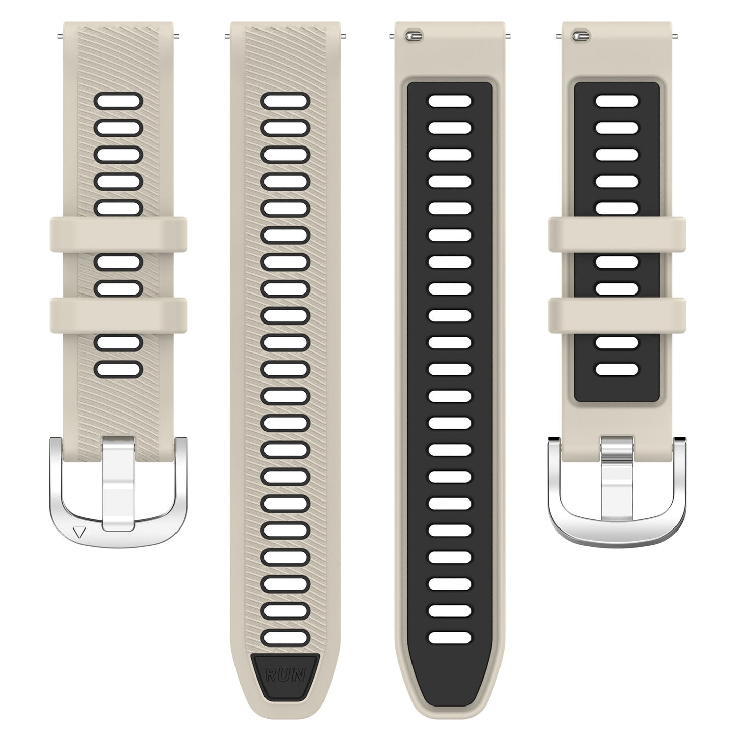 22mm Watch Band for Garmin Forerunner 265 / Honor Watch GS 3i , Silicone Cross Stripe Dual-color Strap Replacement