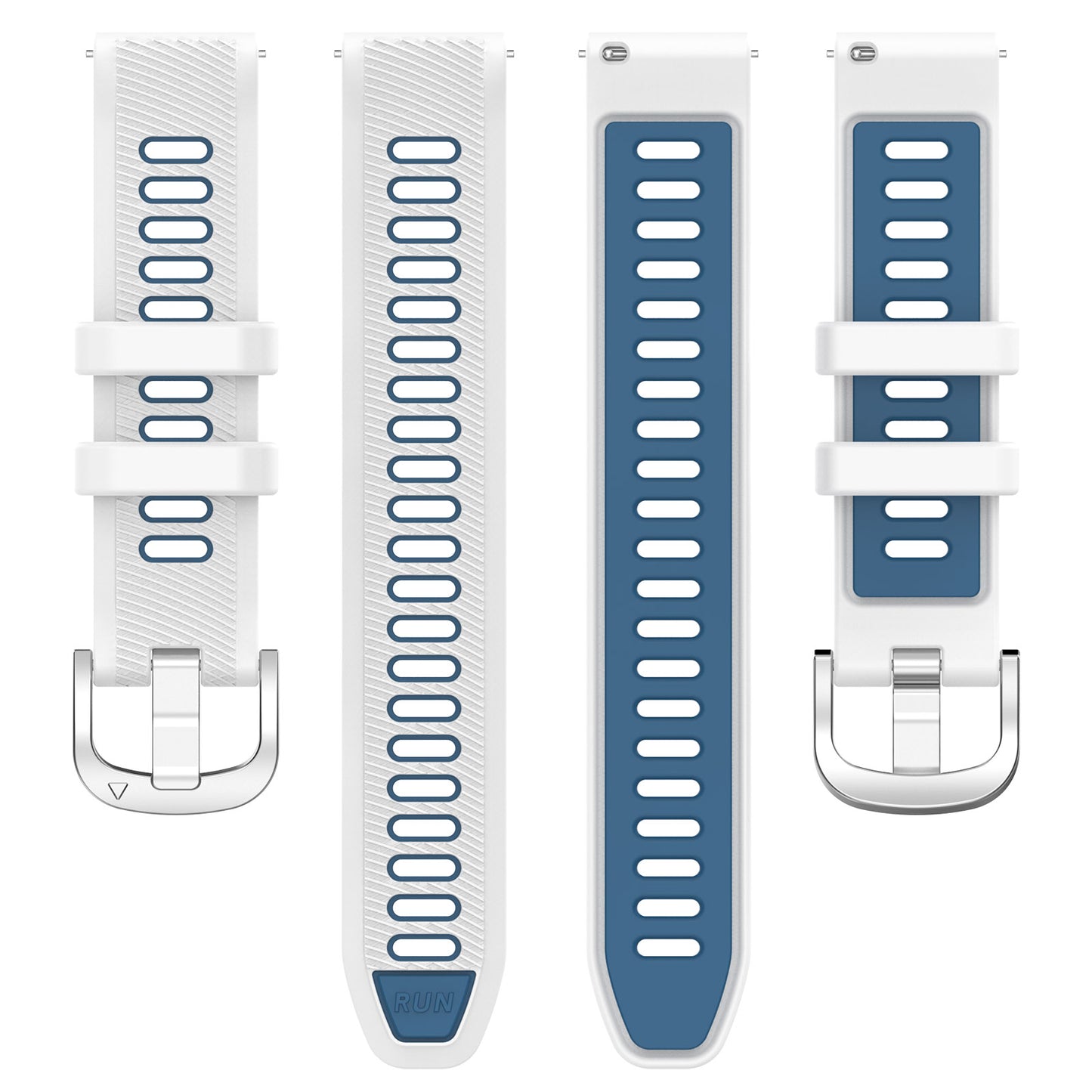 Silicone Watch Bands for Garmin Forerunner 265S / 255S / Venu 2S , 18mm Cross Stripe Dual-color Waterproof Strap