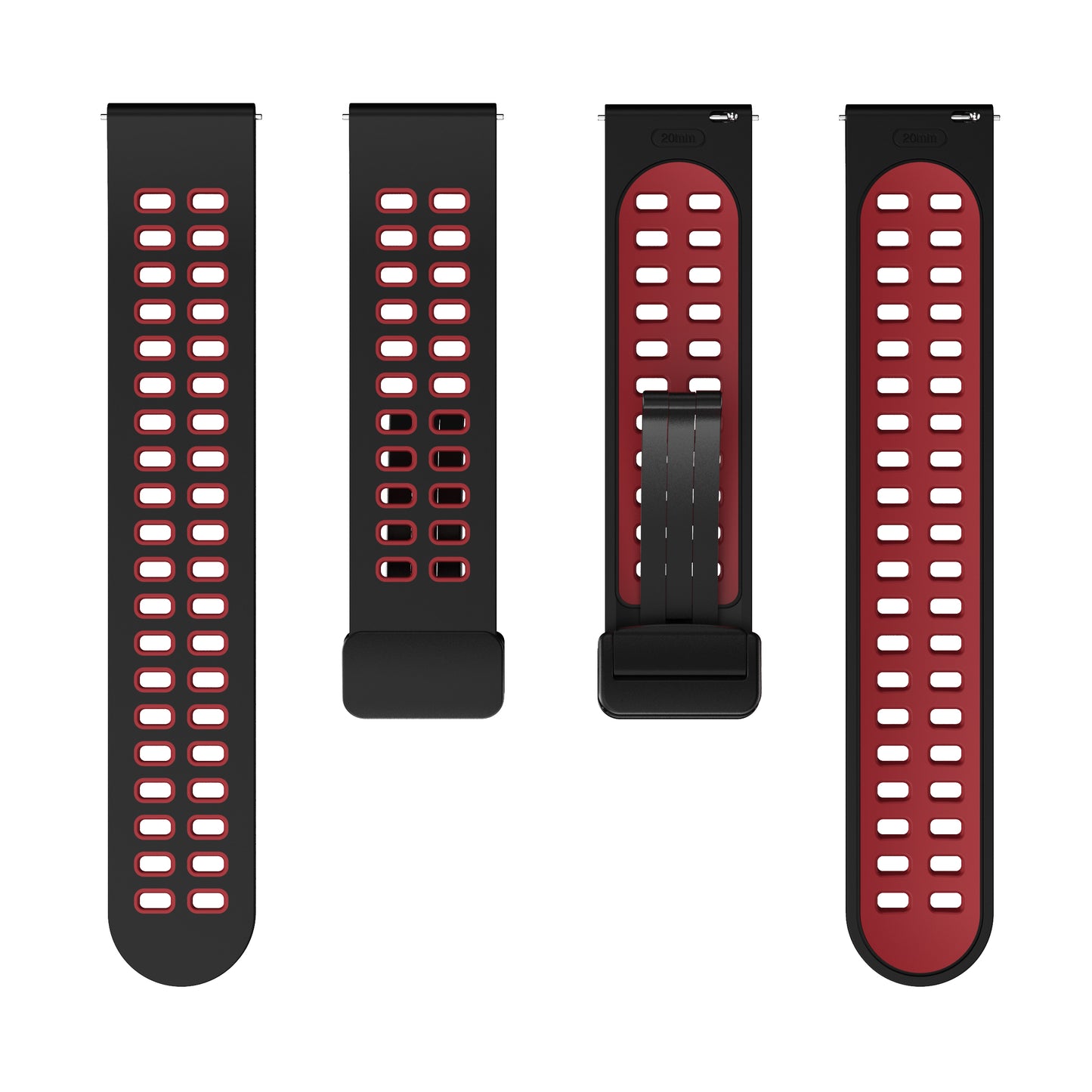 Magnetic Watch Band for Huami Amazfit GTR Mini / Bip 3 / Bip 3 Pro , 20mm Silicone Dual-color Strap with Black Folding Buckle