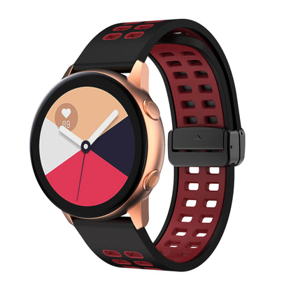 Magnetic Watch Band for Huami Amazfit GTR Mini / Bip 3 / Bip 3 Pro , 20mm Silicone Dual-color Strap with Black Folding Buckle