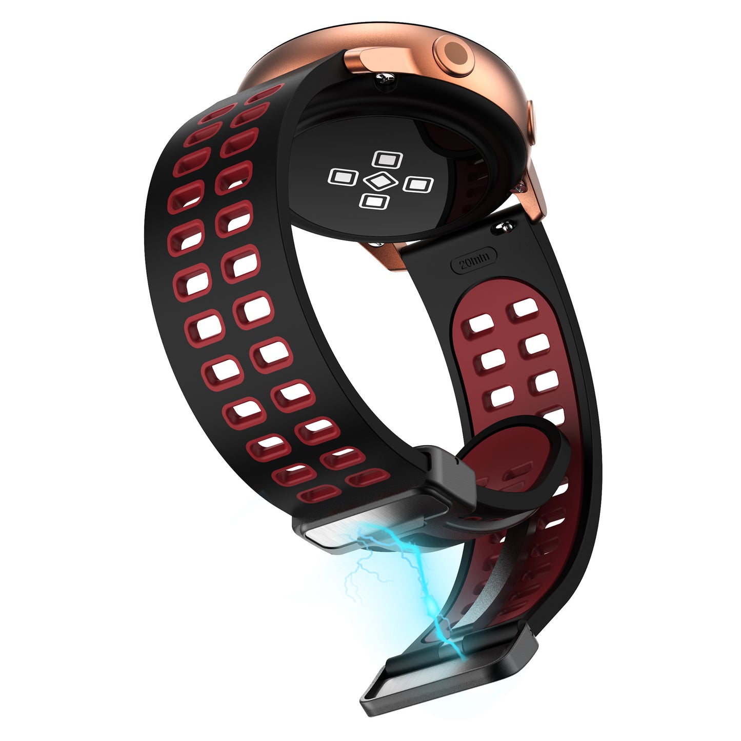 Magnetic Watch Band for Huami Amazfit GTR Mini / Bip 3 / Bip 3 Pro , 20mm Silicone Dual-color Strap with Black Folding Buckle