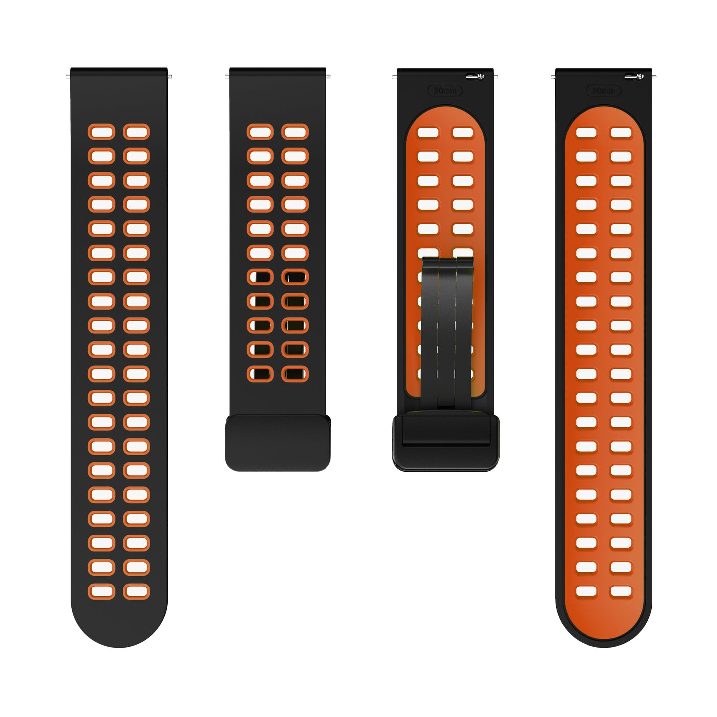 Silicone Watch Band for Garmin Forerunner 265 / Honor Watch GS 3i , 22mm Dual-color Magnetic Strap with Black Folding Buckle