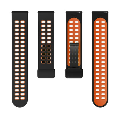 Silicone Watch Band for Garmin Forerunner 265 / Honor Watch GS 3i , 22mm Dual-color Magnetic Strap with Black Folding Buckle