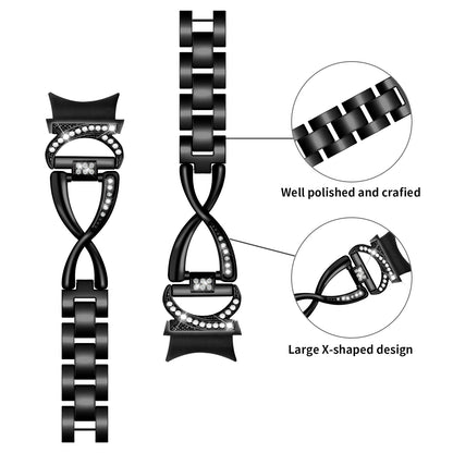 Watch Band for Samsung Galaxy Watch6 40mm 44mm / Watch6 Classic 43mm 47mm / Watch 5 40mm 44mm / Watch4 40mm 44mm Rhinestones Decor Alloy Wrist Strap with Connector