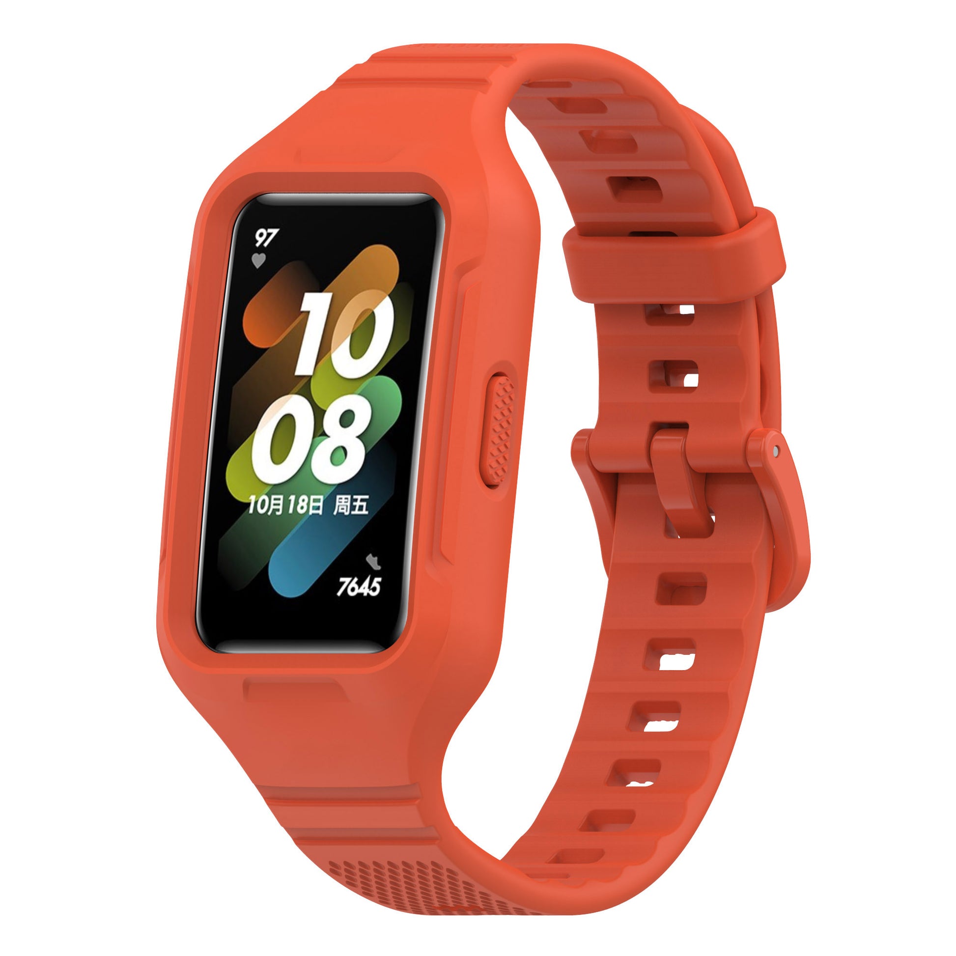 For Huawei Band 6 / 7 / 8 Sports Silicone Watch Band with Case Cover