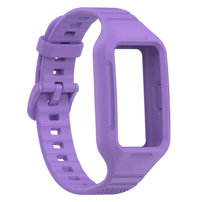 For Huawei Band 8 / Band 7 / Honor Band 6 Silicone Watch Strap Integral Texture Watch Band with Case