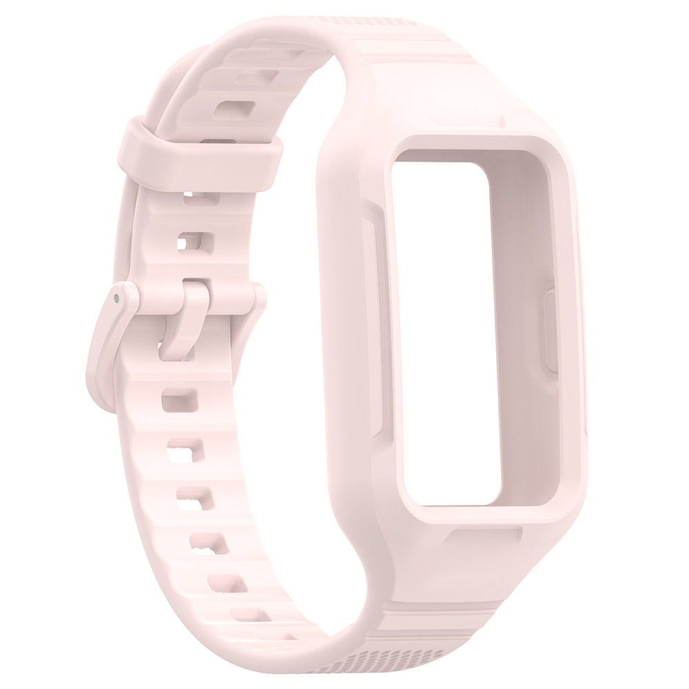 For Huawei Band 8 / Band 7 / Honor Band 6 Silicone Watch Strap Integral Texture Watch Band with Case