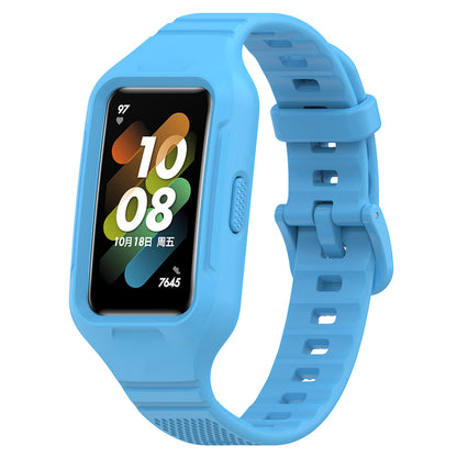 For Huawei Band 8 / Band 7 / Honor Band 6 Silicone Watch Strap Integral Texture Watch Band with Case