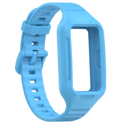 For Huawei Band 8 / Band 7 / Honor Band 6 Silicone Watch Strap Integral Texture Watch Band with Case