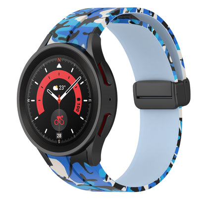 For Samsung Galaxy Watch 5 Pro 45mm Silicone Watch Band Adjustable Camouflage Strap with Magnetic Folding Buckle