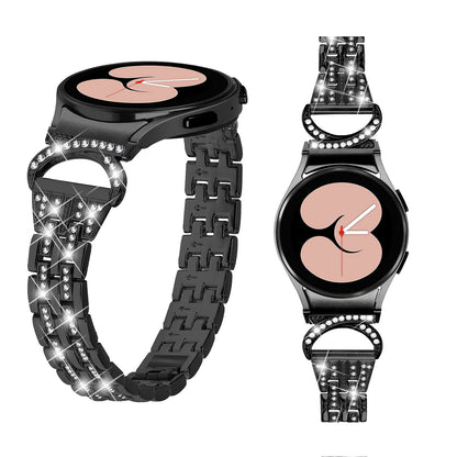 Bling Band for Samsung Galaxy Watch6 40mm 44mm / Watch6 Classic 43mm 47mm / Watch 5 40mm 44mm / Watch4 40mm 44mm , Rhinestone Decor Stainless Steel 5-Bead Watch Strap with Connector