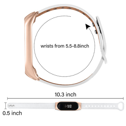 For Xiaomi Smart Band 8 Rivets Decor Watch Straps Genuine Cowhide Leather Watch Band with Rose Gold Watch Case