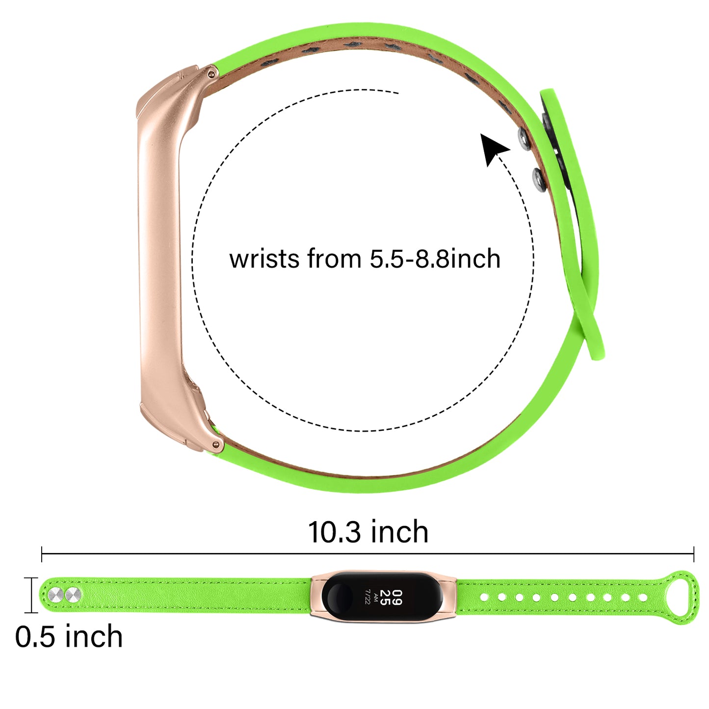 For Xiaomi Smart Band 8 Rivets Decor Watch Straps Genuine Cowhide Leather Watch Band with Rose Gold Watch Case