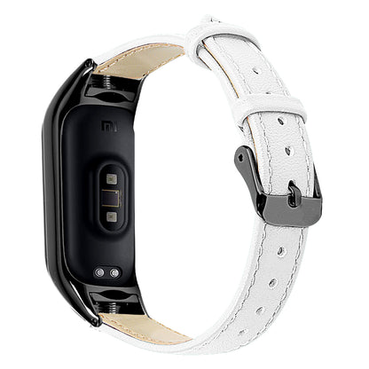 For Xiaomi Smart Band 8 Genuine Cowhide Leather Band Watch Straps with Black Watch Case