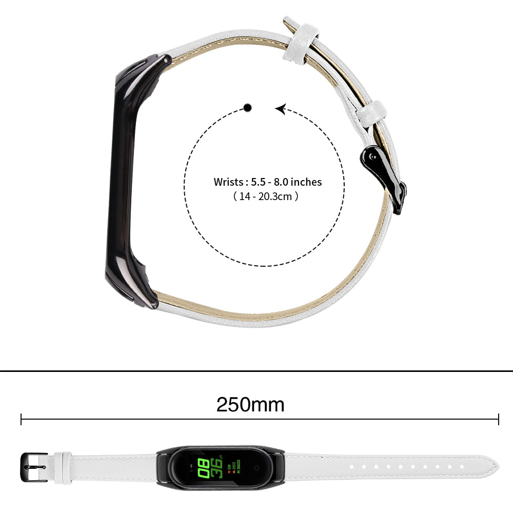 For Xiaomi Smart Band 8 Genuine Cowhide Leather Band Watch Straps with Black Watch Case