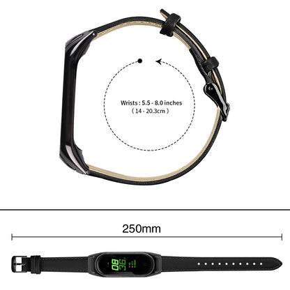 For Xiaomi Smart Band 8 Genuine Cowhide Leather Band Watch Straps with Black Watch Case