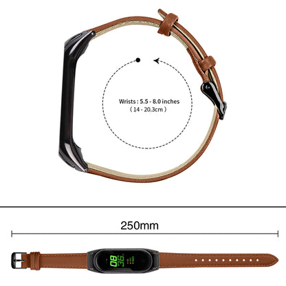 For Xiaomi Smart Band 8 Genuine Cowhide Leather Band Watch Straps with Black Watch Case