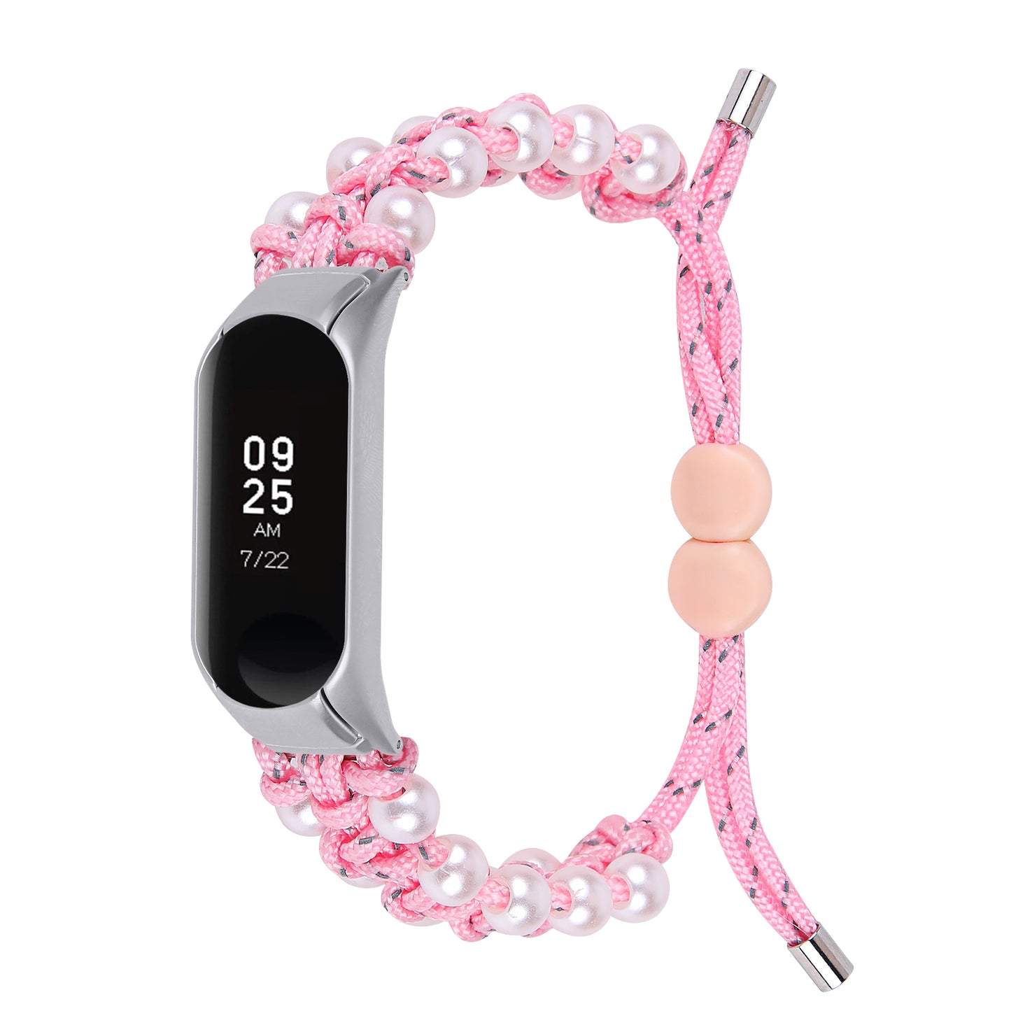 For Xiaomi Smart Band 8 Pearl Decor Adjustable Nylon Braided Watch Band Replacement Wrist Strap