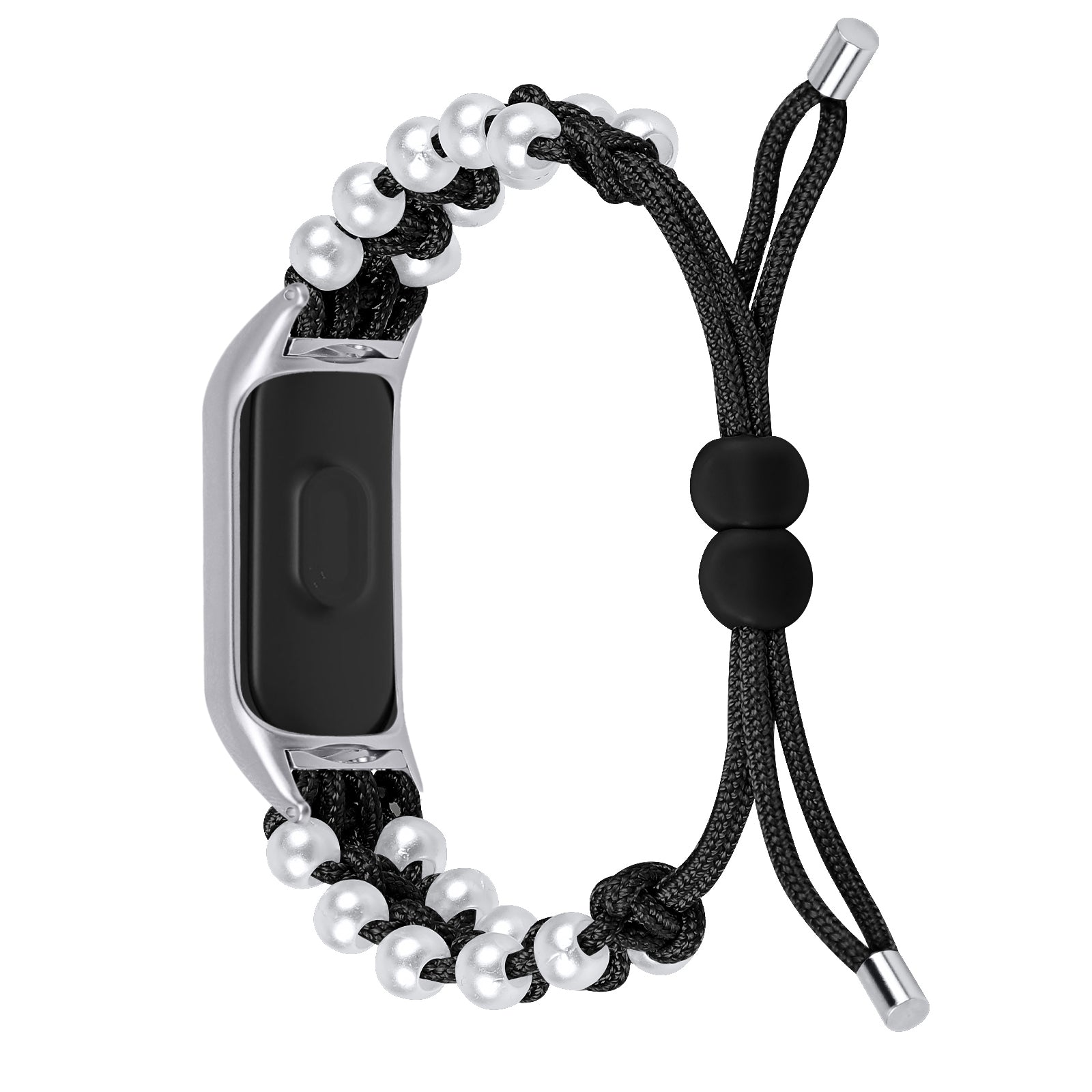 For Xiaomi Smart Band 8 Pearl Decor Adjustable Nylon Braided Watch Band Replacement Wrist Strap