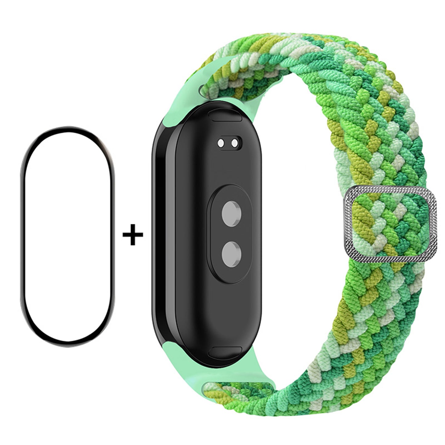 ENKAY HAT-PRINCE For Xiaomi Smart Band 8 Elastic Watch Band Nylon Braided Wrist Strap Set with PMMA Screen Protector