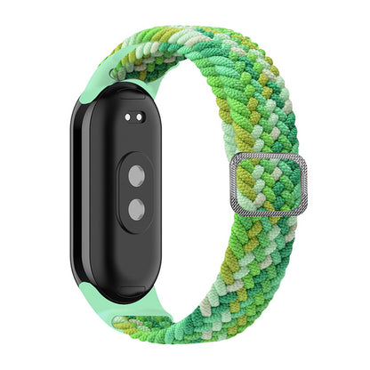 ENKAY HAT-PRINCE For Xiaomi Smart Band 8 Elastic Watch Band Nylon Braided Wrist Strap Set with PMMA Screen Protector