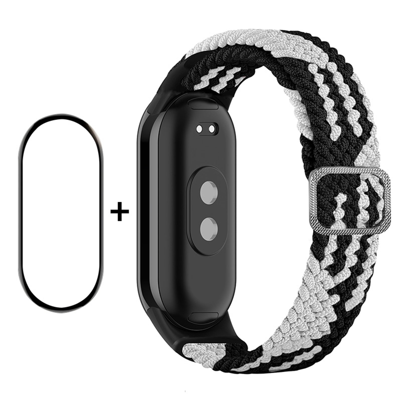 ENKAY HAT-PRINCE For Xiaomi Smart Band 8 Elastic Watch Band Nylon Braided Wrist Strap Set with PMMA Screen Protector