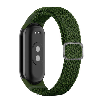 ENKAY HAT-PRINCE For Xiaomi Smart Band 8 Elastic Watch Band Nylon Braided Wrist Strap Set with PMMA Screen Protector