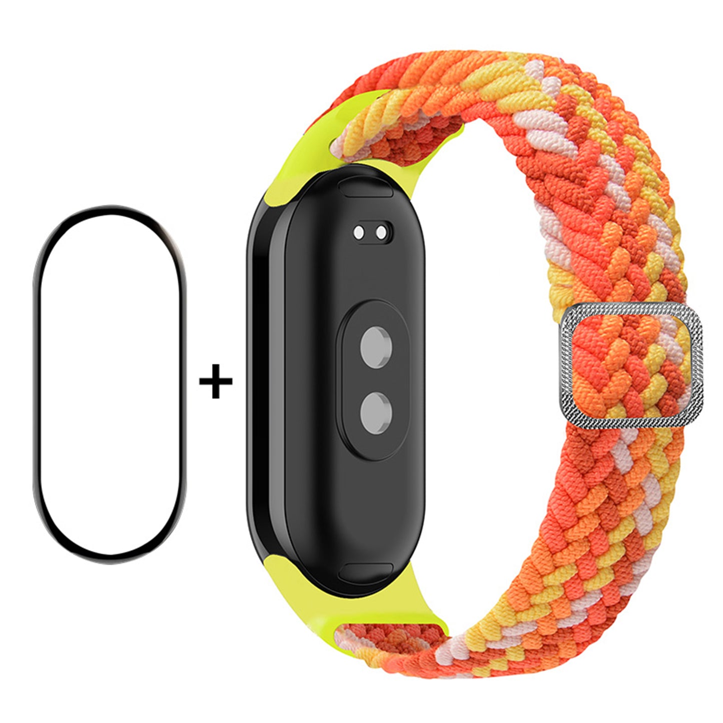 ENKAY HAT-PRINCE For Xiaomi Smart Band 8 Elastic Watch Band Nylon Braided Wrist Strap Set with PMMA Screen Protector