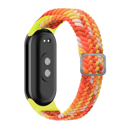 ENKAY HAT-PRINCE For Xiaomi Smart Band 8 Elastic Watch Band Nylon Braided Wrist Strap Set with PMMA Screen Protector