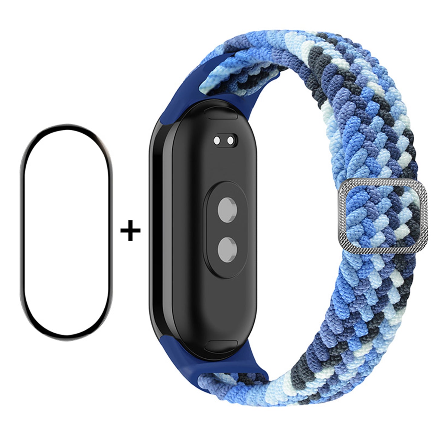 ENKAY HAT-PRINCE For Xiaomi Smart Band 8 Elastic Watch Band Nylon Braided Wrist Strap Set with PMMA Screen Protector