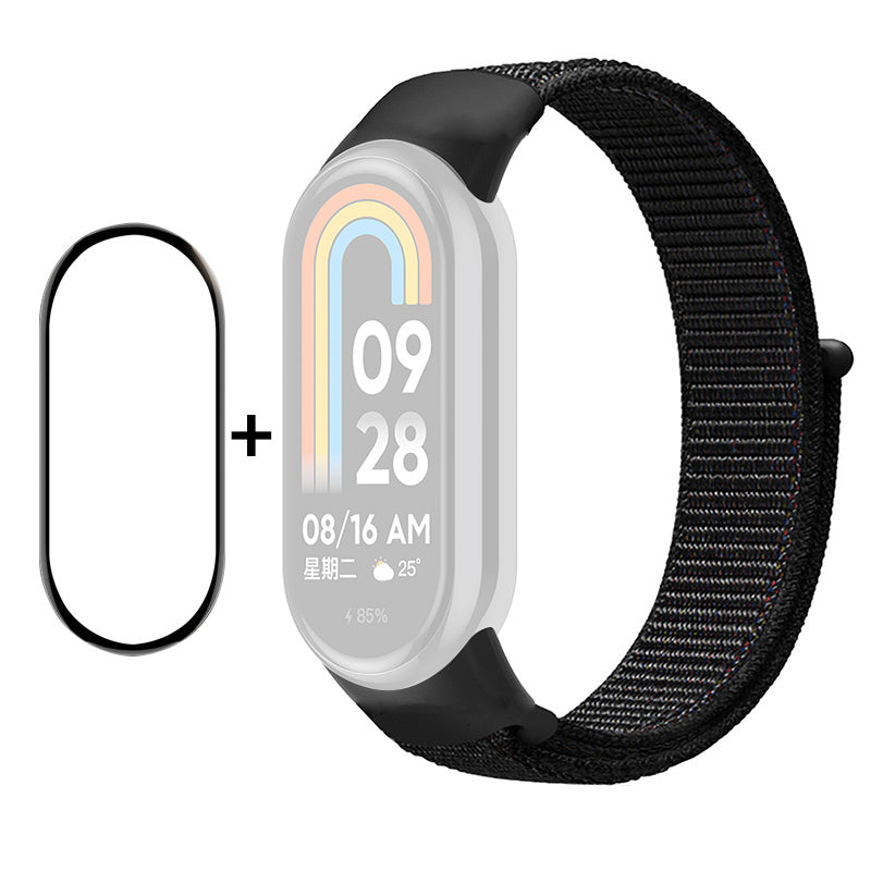 ENKAY HAT-PRINCE For Xiaomi Smart Band 8 Nylon Watch Band Set with PMMA Screen Film, Sticker Wrist Strap