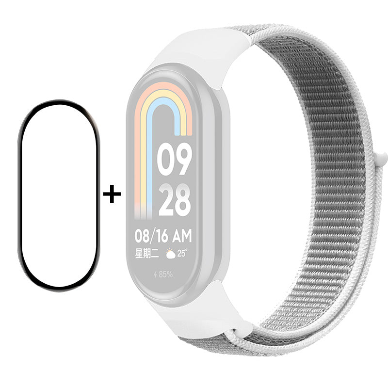 ENKAY HAT-PRINCE For Xiaomi Smart Band 8 Nylon Watch Band Set with PMMA Screen Film, Sticker Wrist Strap