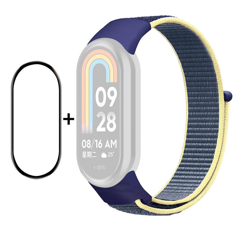 ENKAY HAT-PRINCE For Xiaomi Smart Band 8 Nylon Watch Band Set with PMMA Screen Film, Sticker Wrist Strap