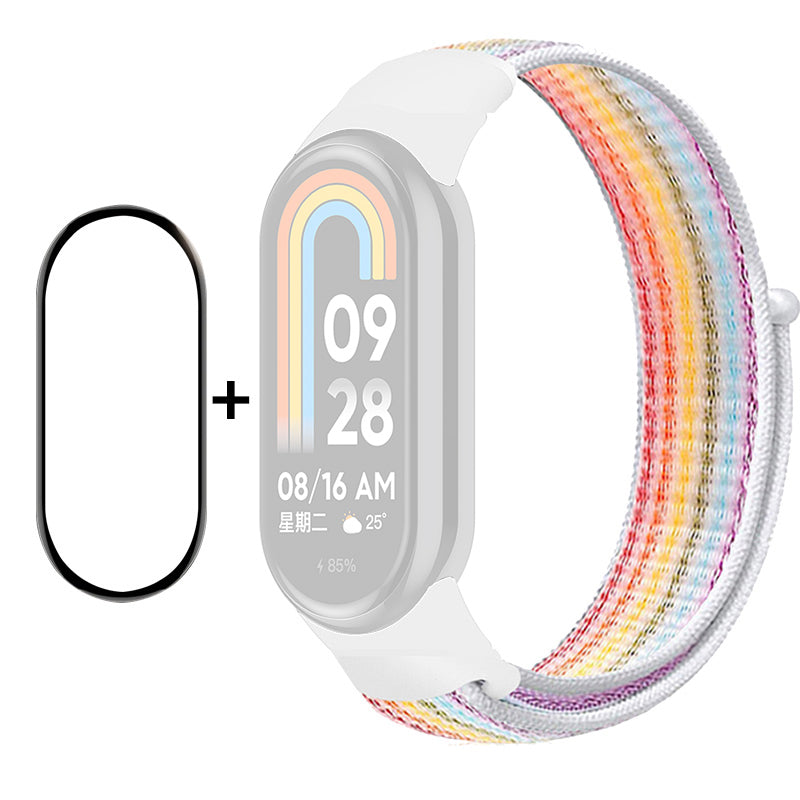 ENKAY HAT-PRINCE For Xiaomi Smart Band 8 Nylon Watch Band Set with PMMA Screen Film, Sticker Wrist Strap